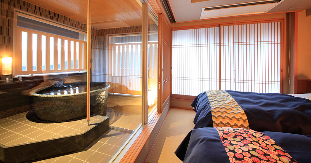 Rooms with open-air hot spring baths